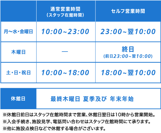 営業時間/休館日